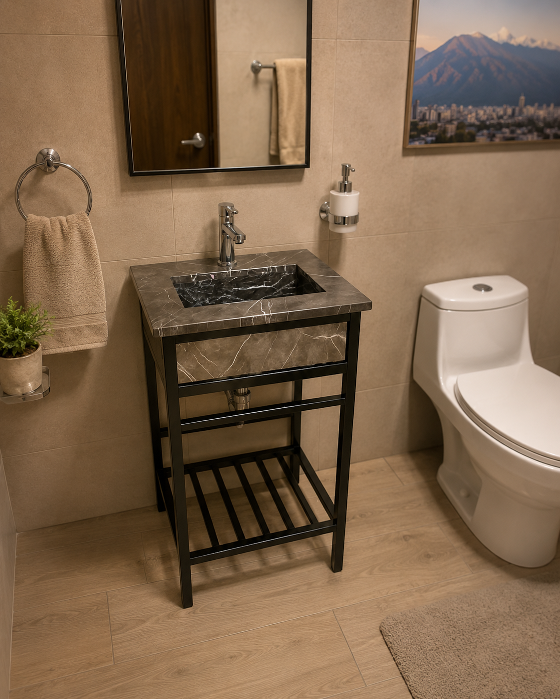 Lavabo Moderno de Mármol Santo Tomás y Estructura de PTR, 48.5cmx37.5cmx86cm 4