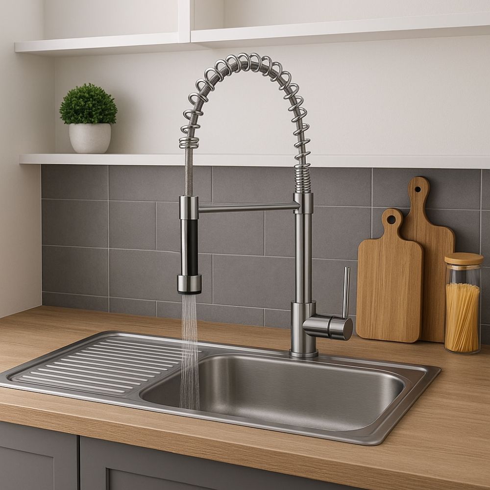 Kit Perrón Premium: Tarja Grande con Escurridor Izquierdo, Mezcladora y Accesorios de Instalación 3