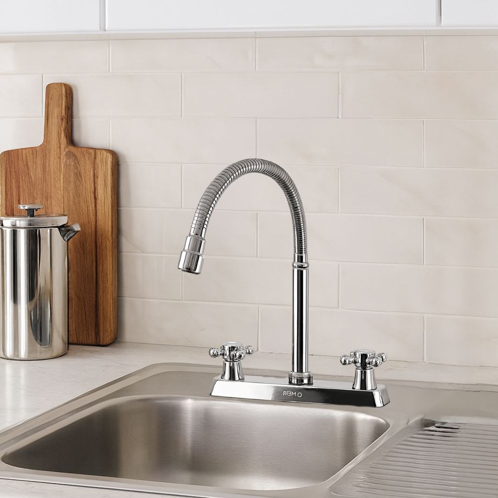 Kit Perron De Tarja: Tarja con Escurridor Derecho 80 × 50 cm, Mezcladora Flexible y Accesorios de Instalación