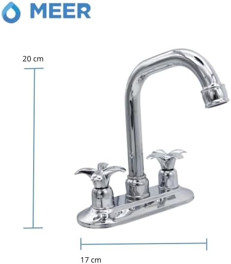 Mezcladora para Lavabo Cromada con Grifo Giratorio 360° y Manerales de Zinc – Fabricada en Latón, Zinc y Acero Inoxidable 3