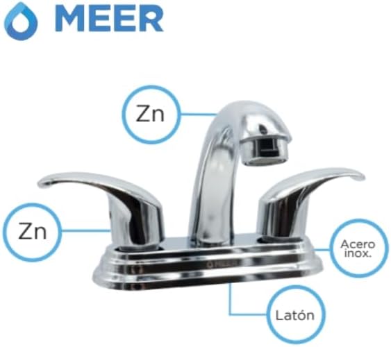 Mezcladora de Lavabo Cromado con Manerales de Zinc y Cuerpo de Latón, Mezcladora Compacta de Alta Durabilidad, Giro 360° e Instalación Rápida 4
