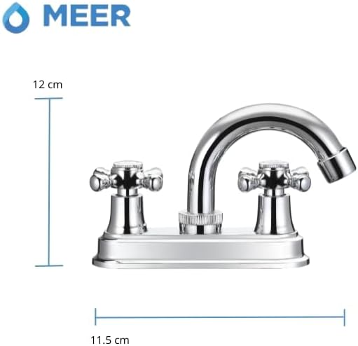 Mezcladora Cromada para Lavabo con Grifo Giratorio 360°, Cuerpo de Latón y Manerales de ABS 3