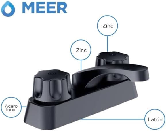 Mezcladora para Lavabo Negro Mate con Manerales de Zinc y Cuerpo de Latón – Diseño Moderno y Resistente 4