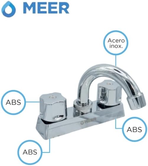 Mezcladora para Lavabo Cromada con Manerales de Zinc, Cuerpo de Acero Inoxidable y ABS, Giro 360° e Instalación Rápida 3