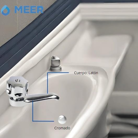 Mezcladora Monomando para Lavabo de Baño, Acabado Cromado, Compacta, con Tecnología Water Sense e Instalación Rápida 3