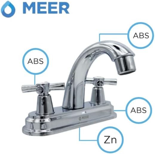 Mezcladora para Lavabo de Baño Cromada con Manerales de ABS y Cuerpo de Zinc, Sistema de 1/4 de Vuelta y Fácil Instalación 3