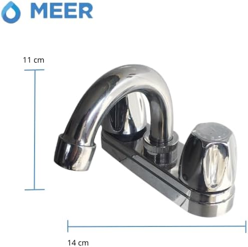 Mezcladora para Lavabo Cromada con Manerales de ABS, Cuerpo de Zinc y Acero Inoxidable, Sistema de 1/4 de Vuelta y Fácil Instalación 3
