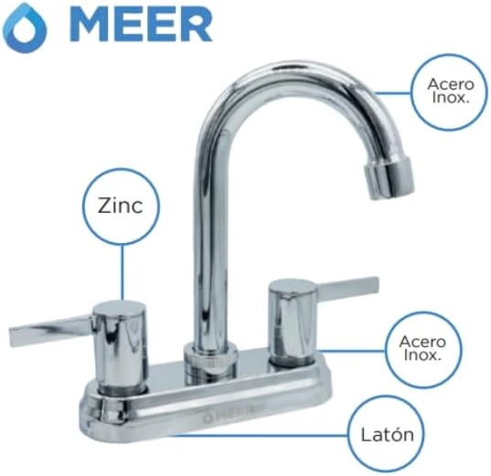 Mezcladora para Lavabo Cromado de Alta Altura, con Manerales de Zinc y Cuerpo de Acero Inoxidable – Diseño Moderno y Resistente 3