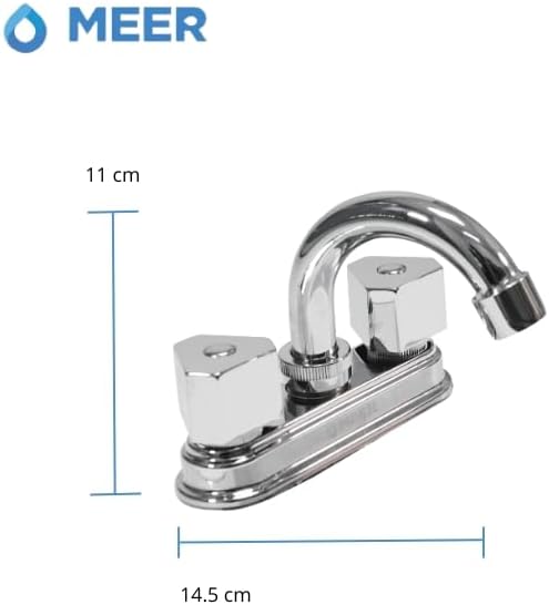 Mezcladora de Lavabo Giratorio 360°, Mezcladora Cromada con Manerales de Zinc y Cuerpo de Latón 3