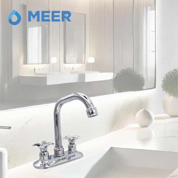 Mezcladora para Lavabo Cromada con Grifo Giratorio 360° y Manerales de Zinc – Fabricada en Latón, Zinc y Acero Inoxidable 4