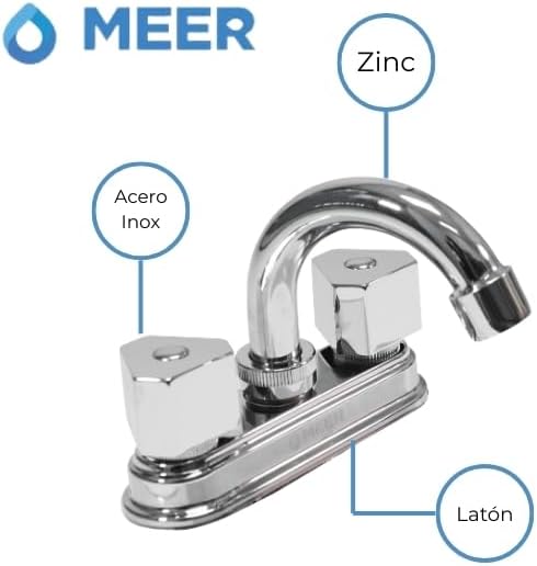 Mezcladora de Lavabo Giratorio 360°, Mezcladora Cromada con Manerales de Zinc y Cuerpo de Latón 4