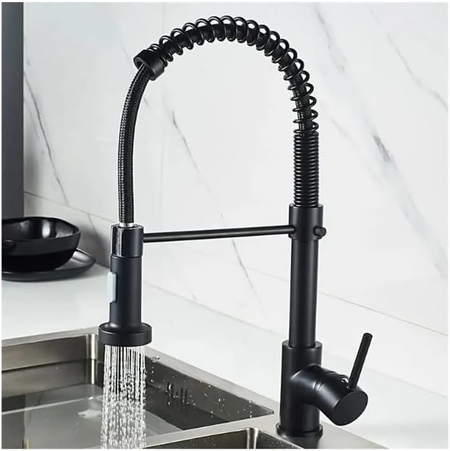 Mezcladora para Tarja de Cocina Monomando, Acero Inoxidable con Cuello Flexible y Giro 360°, Acabado Negro Mate