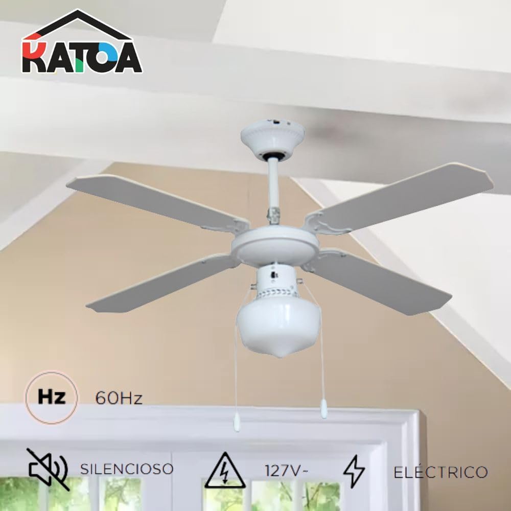 Ventilador de Techo Decorativo KATOA 42” – 3 Velocidades, Silencioso y de Bajo Consumo 3