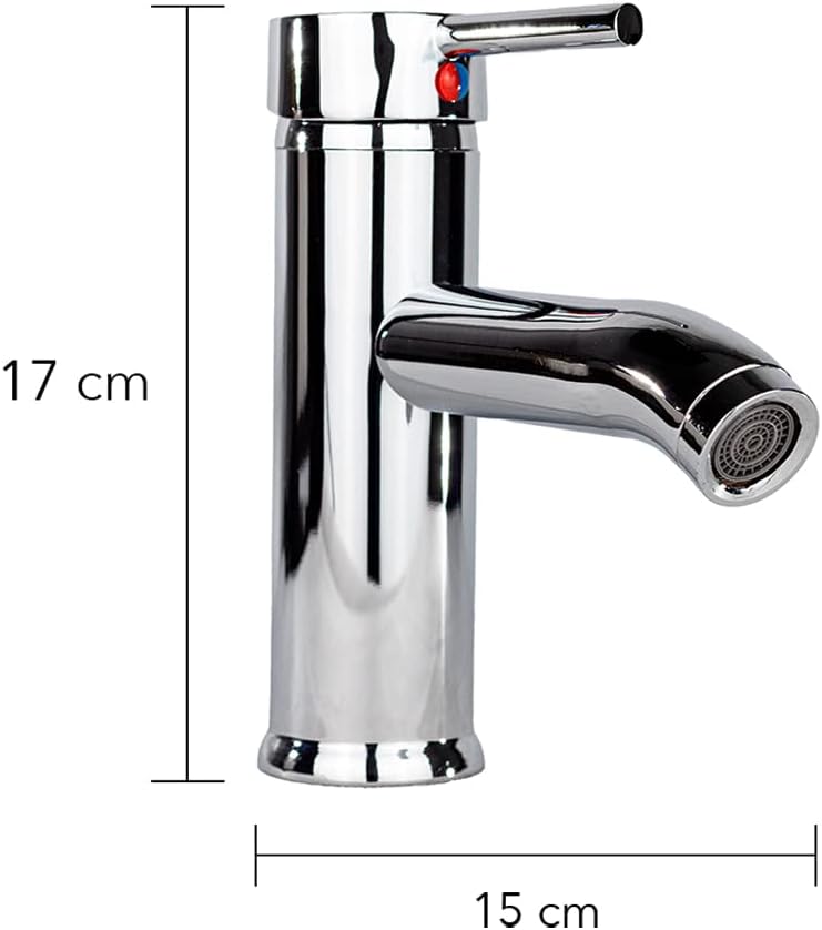 Kit Completo de Lavabo Cerámico con Mezcladora Monomando Cromada y Contra Canasta Pop Up 3