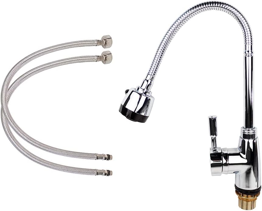 CNX Llave Mezcladora para Cocina Cromada, Mezcladora Monomando para lavabo con Aireador y Cuello Flexible, Llaves para Fregadero de Cocina 5
