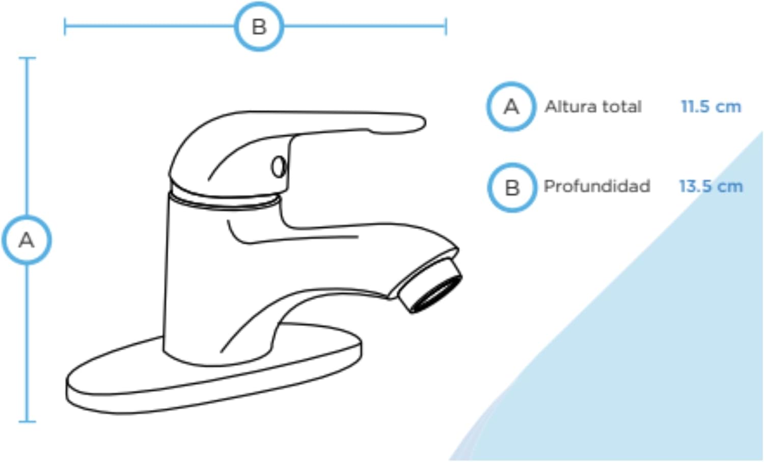 Mezcladora Monomando para Lavabo Cromada, Fabricada en ABS Resistente, Incluye Mangueras para Agua Fría y Caliente, Ahorro de Agua y Fácil Instalación 5