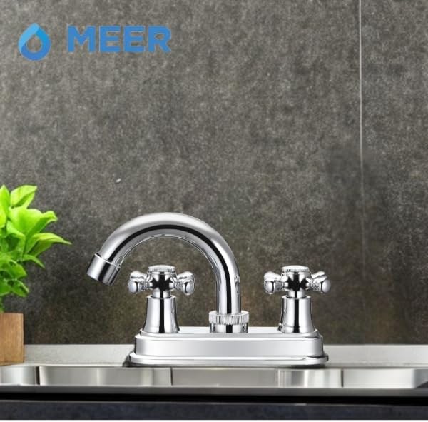 Mezcladora Cromada para Lavabo con Grifo Giratorio 360°, Cuerpo de Latón y Manerales de ABS 4