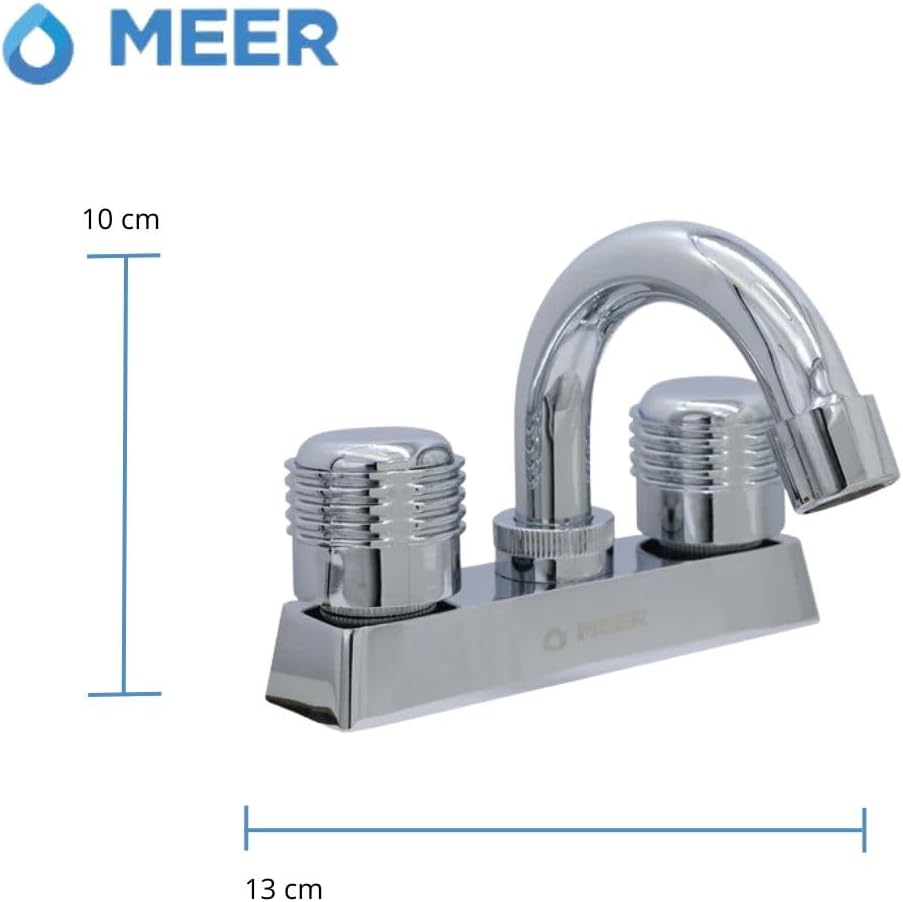 Mezcladora Cromada para Lavabo Fabricada en Acero Inoxidable, Zinc y Latón, con Medidas Estándar 3