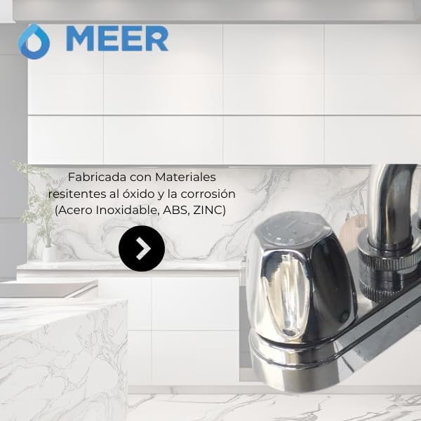 Mezcladora para Lavabo Cromada con Manerales de ABS, Cuerpo de Zinc y Acero Inoxidable, Sistema de 1/4 de Vuelta y Fácil Instalación 5
