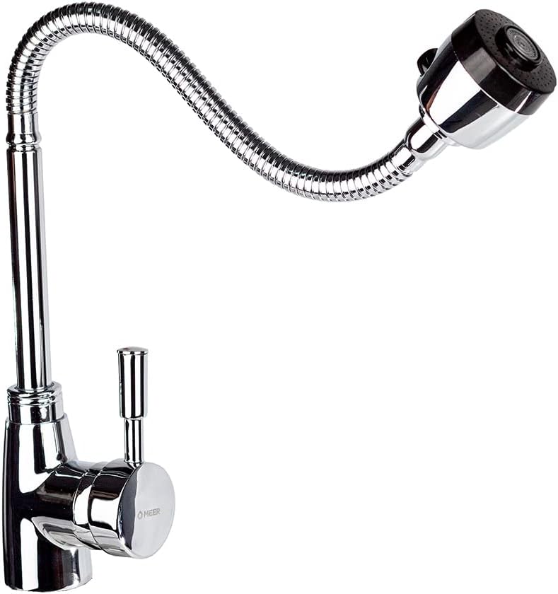 CNX Llave Mezcladora para Cocina Cromada, Mezcladora Monomando para lavabo con Aireador y Cuello Flexible, Llaves para Fregadero de Cocina 6