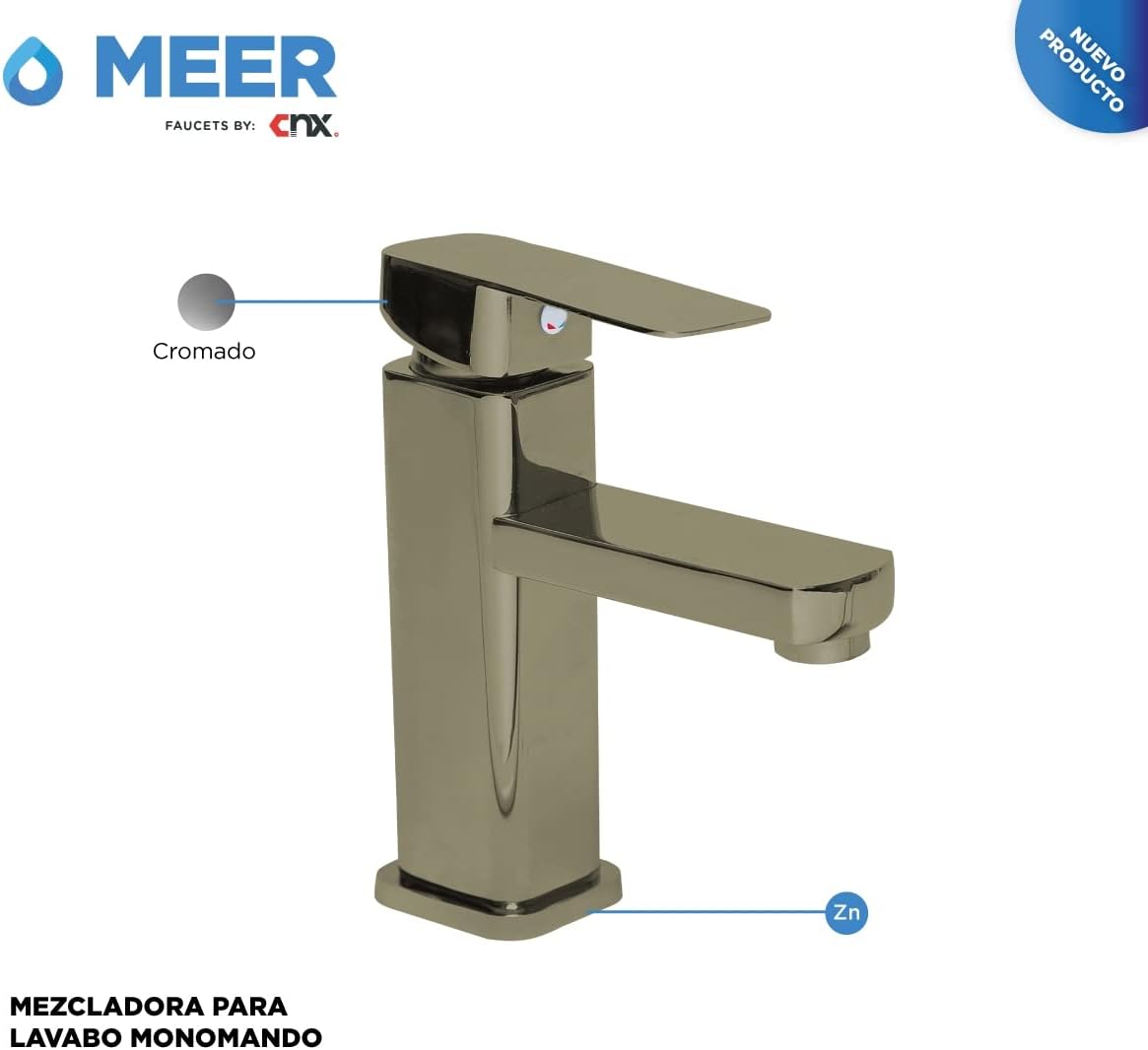 Mezcladora Monomando Niquelada para Lavabo – Estilo Moderno, Ahorro de Agua y Fácil Instalación 4
