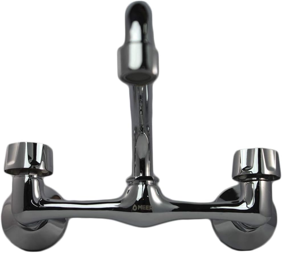 Mezcladora de Pared Cromada para Fregadero de Cocina con Cuello Rígido, Tecnología Water Sense e Instalación Plug & Play 5