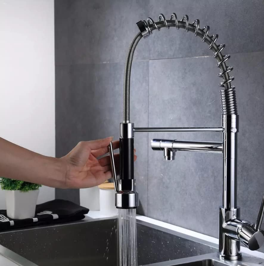 Llave Mezcladora para Cocina (Monomando y Flexible) Grifo para Fregadero con Acabado Cromado, Doble Cuello y Alta Versatilidad 3