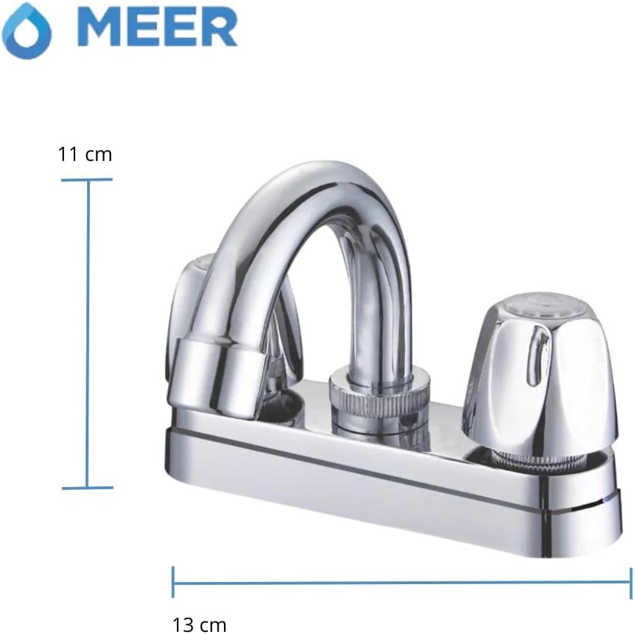 Mezcladora para Lavabo Cromada de Acero Inoxidable y ABS, con Sistema de 1/4 de Vuelta y Manerales Ergonómicos 3