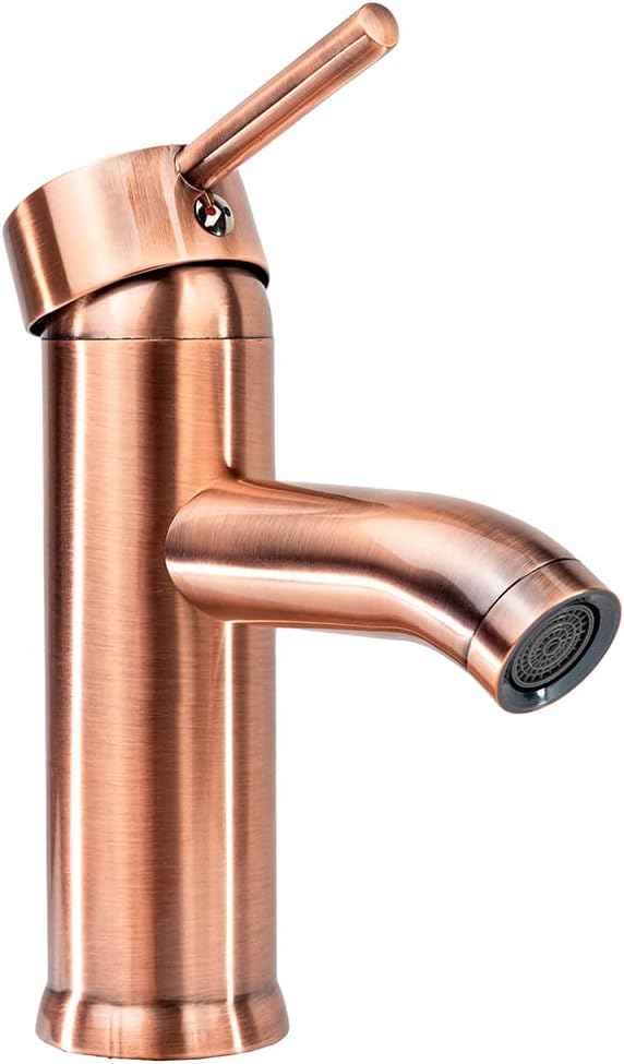 Mezcladora Monomando para Lavabo en Oro Rosado, Acero Inoxidable y Latón, Acabado Cepillado, Incluye Mangueras y Kit de Instalación 5