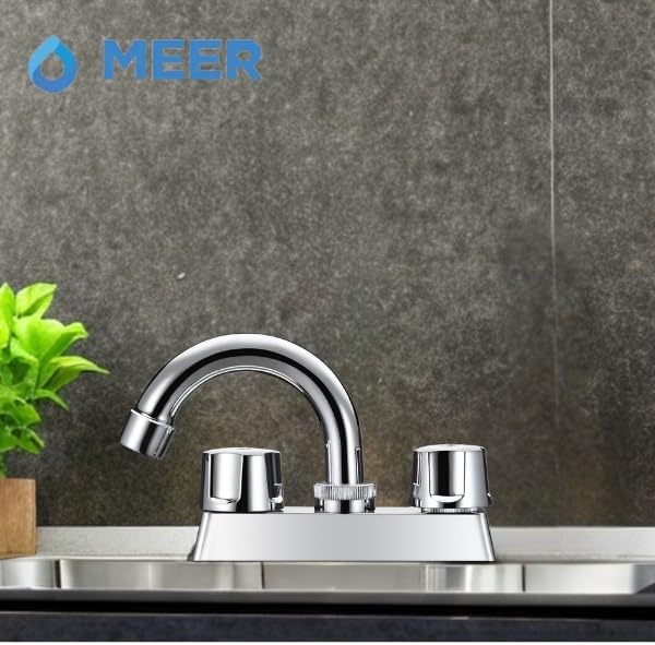 Mezcladora para Lavabo Cromada con Manerales de Zinc, Cuerpo de Acero Inoxidable y ABS, Giro 360° e Instalación Rápida 4