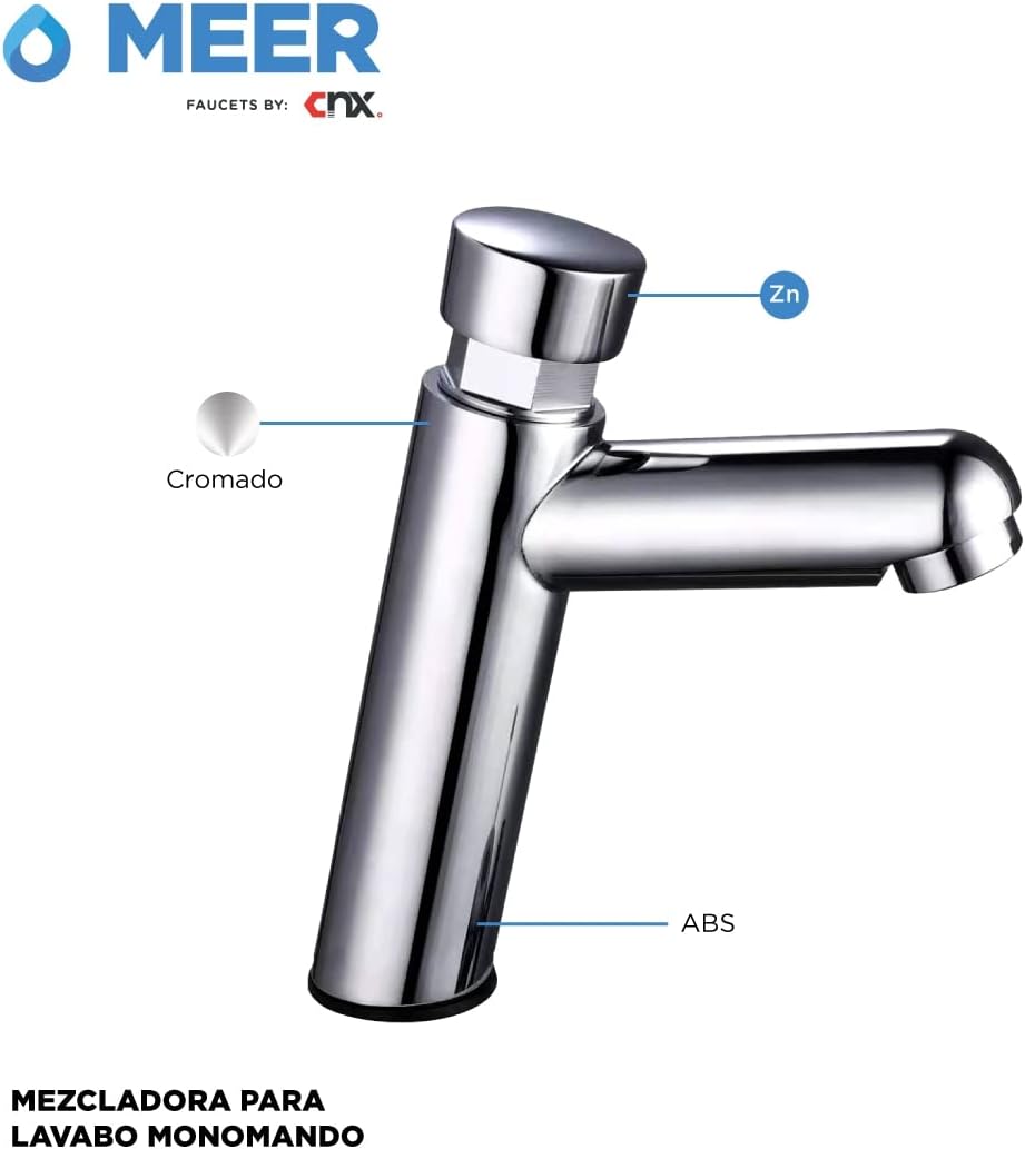 Llave Monomando Cromada con Temporizador – Eficiencia y Estilo para Baños Modernos 4