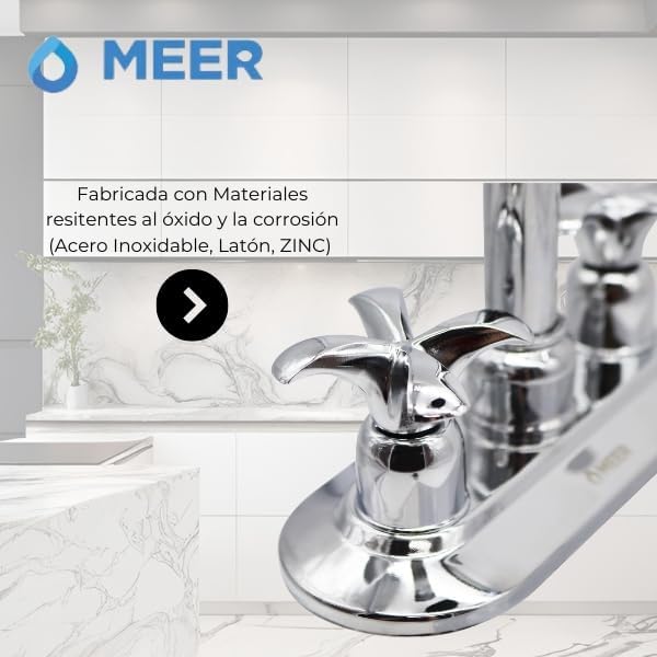 Mezcladora para Lavabo Cromada con Grifo Giratorio 360° y Manerales de Zinc – Fabricada en Latón, Zinc y Acero Inoxidable 5