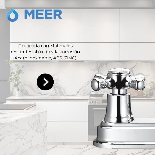 Mezcladora Cromada para Lavabo con Grifo Giratorio 360°, Cuerpo de Latón y Manerales de ABS 5