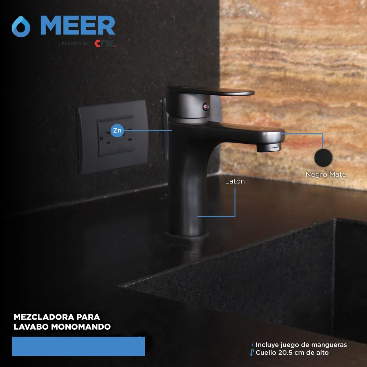 Mezcladora Monomando para Lavabo en Negro Mate – Acabado Elegante, Alta Durabilidad e Instalación Completa 5