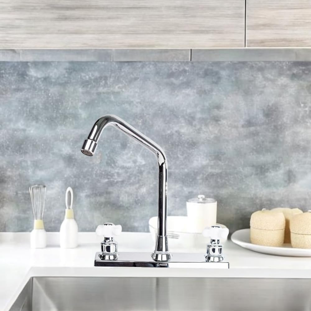 Mezcladora para Fregadero MEER Faucets by CNX, Mezcladora para Cocina de Acero Inoxidable, Zinc y Latón Cromado.