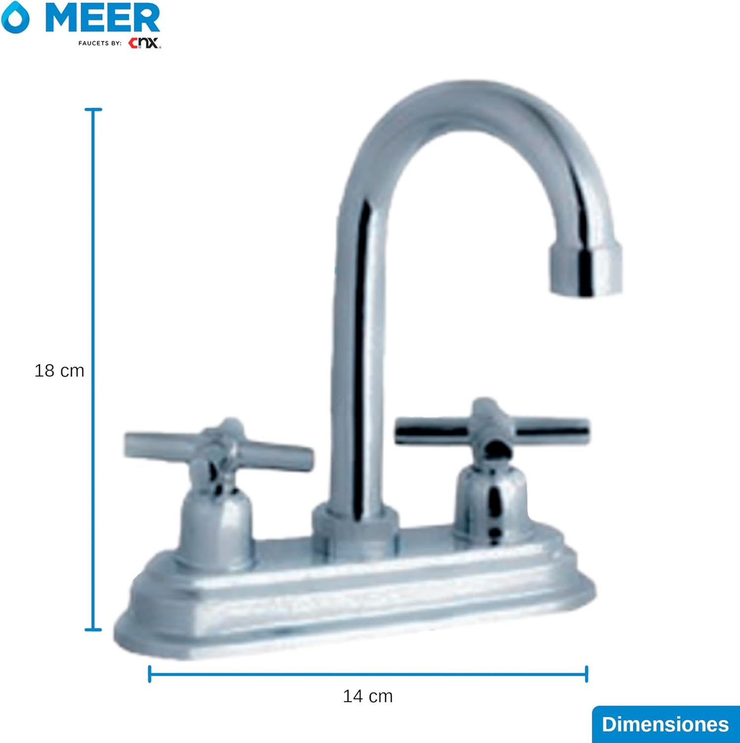 Mezcladora para Lavabo de Baño en Acabado Cromado, Fabricada con Acero Inoxidable, Zinc y ABS, Compacta y Fácil de Instalar 3
