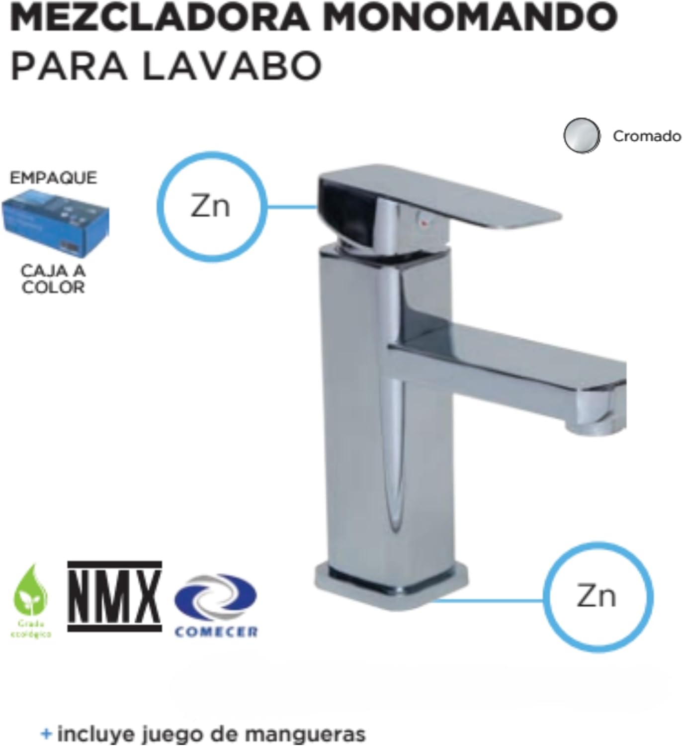 Mezcladora Monomando Cromada para Lavabo – Estilo Moderno, Ahorro de Agua y Alta Resistencia 3
