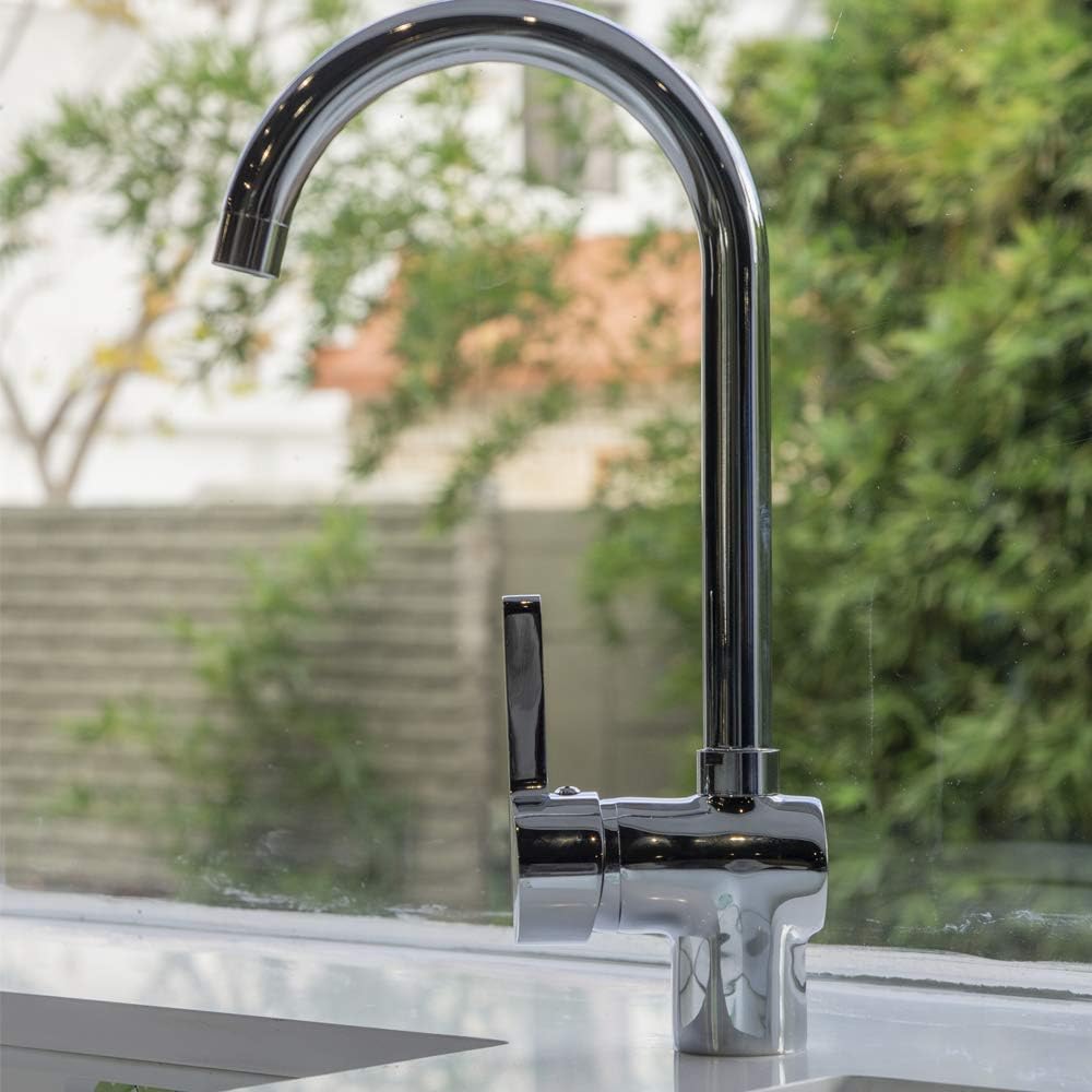 Mezcladora Monomando para Fregadero de Cocina de Latón en Acabado Cromado Fácil Instalación
