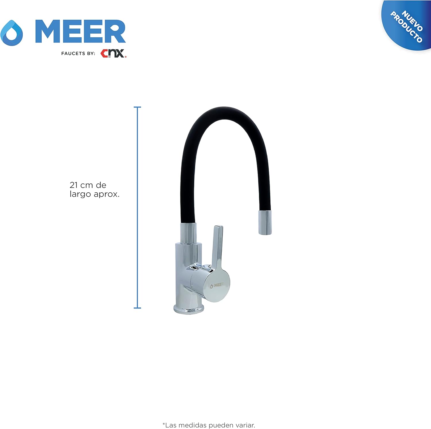 Mezcladora Monomando Flexible para Fregadero con Cuello de Silicón, Instalación Rápida y Tecnología Water Sense 4