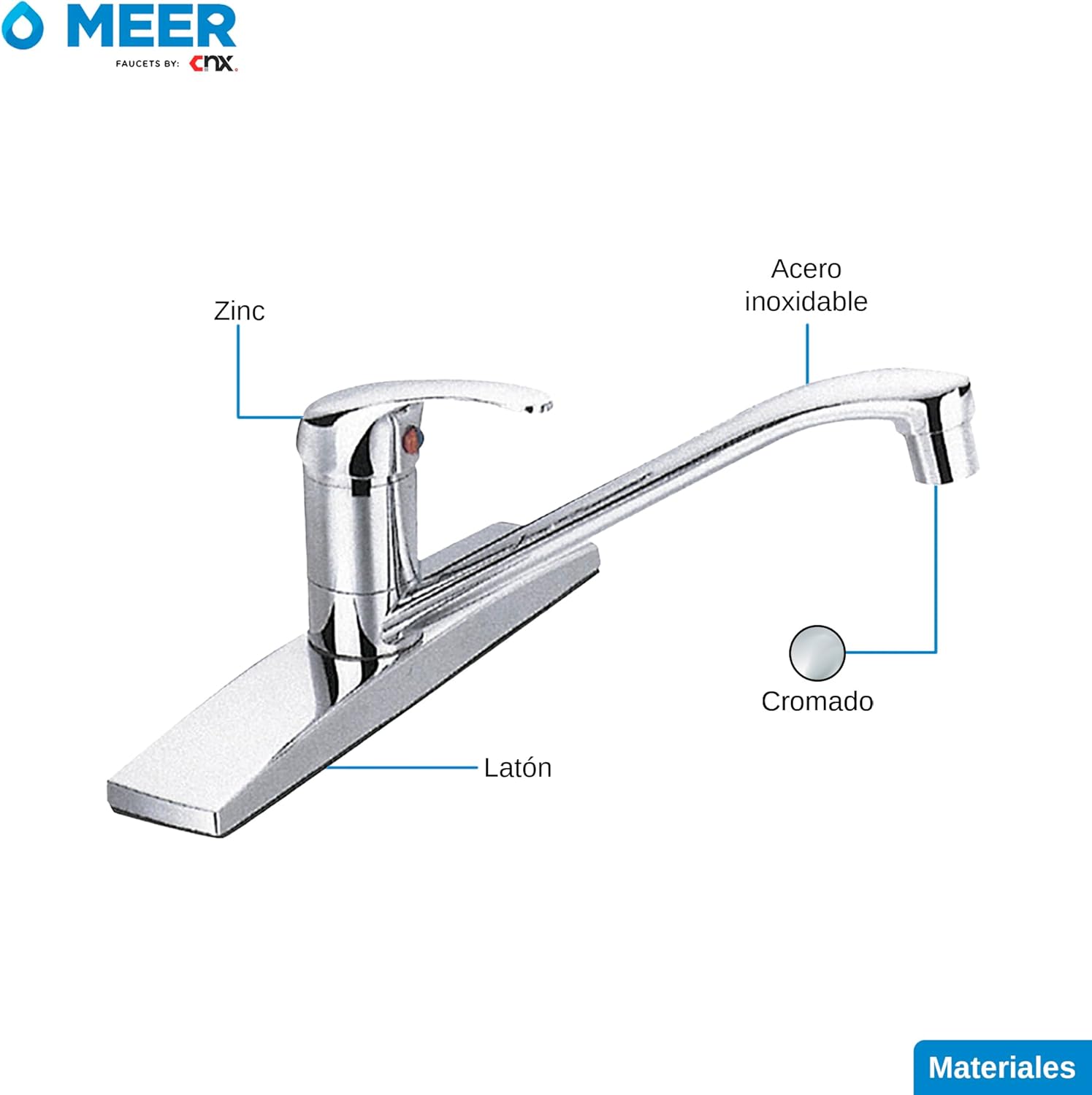 Mezcladora Monomando Cromada para Lavabo, con Cartucho Cerámico y Fácil Instalación, Acabado Brillante y Materiales de Alta Resistencia 4