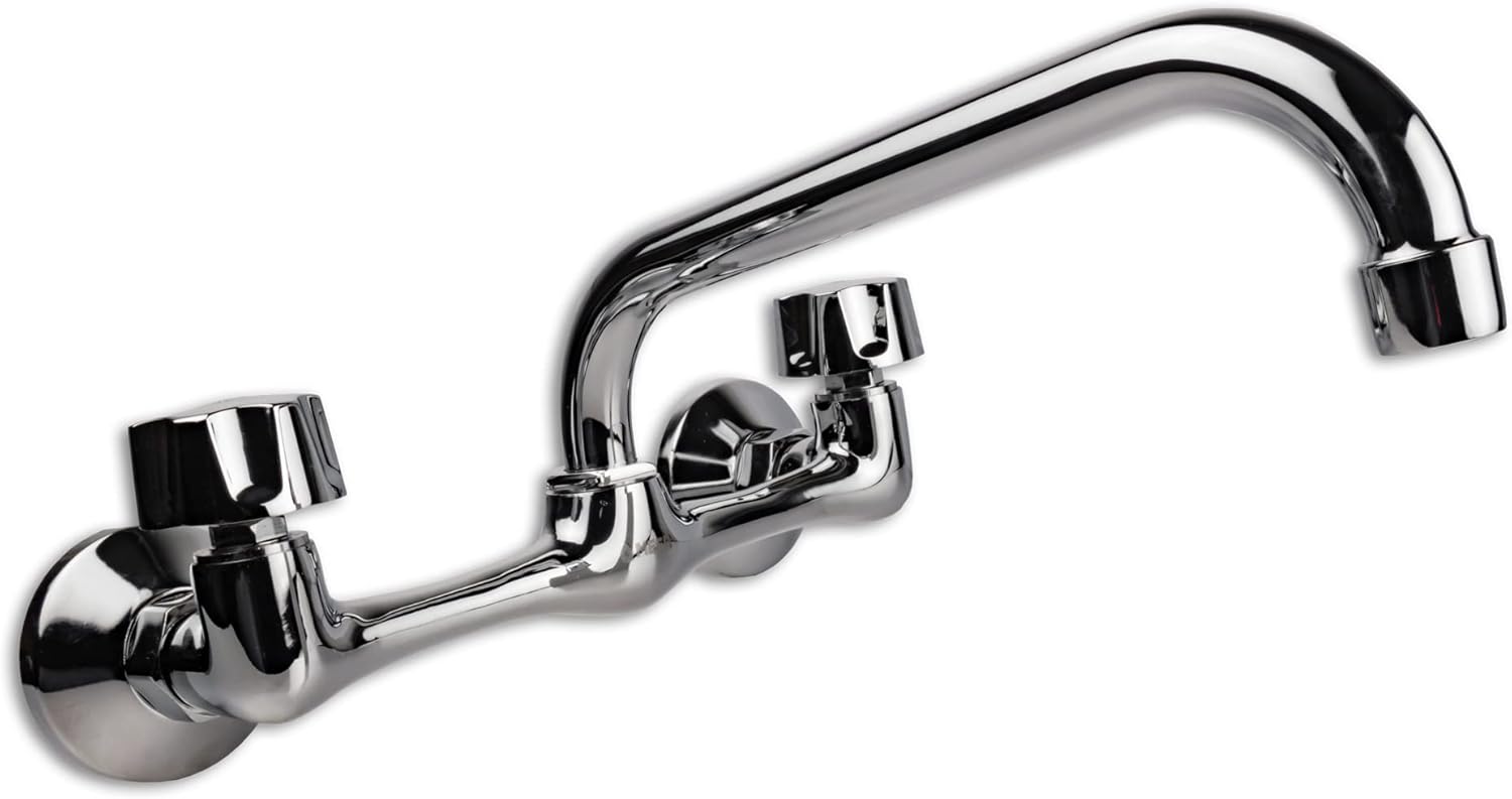 Mezcladora de Pared Cromada para Fregadero de Cocina con Cuello Rígido, Tecnología Water Sense e Instalación Plug & Play 4