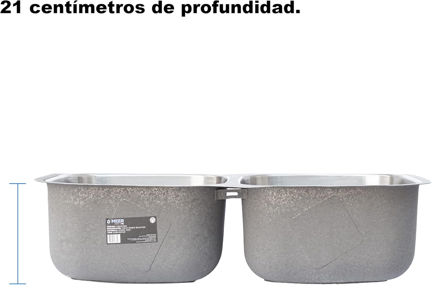 Tarja Doble de Submontar en Acero Inoxidable, (Medidas 82 cm * 47 cm), con Mezcladora Monomando (Llave para cocina) y Kit de Instalación GRATIS un Escurridor 4