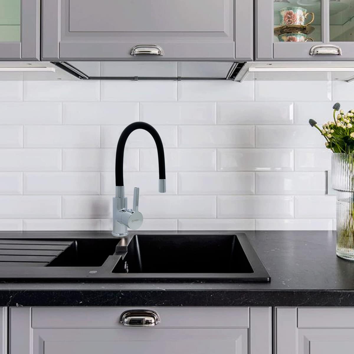 Mezcladora Monomando Flexible para Fregadero con Cuello de Silicón, Instalación Rápida y Tecnología Water Sense