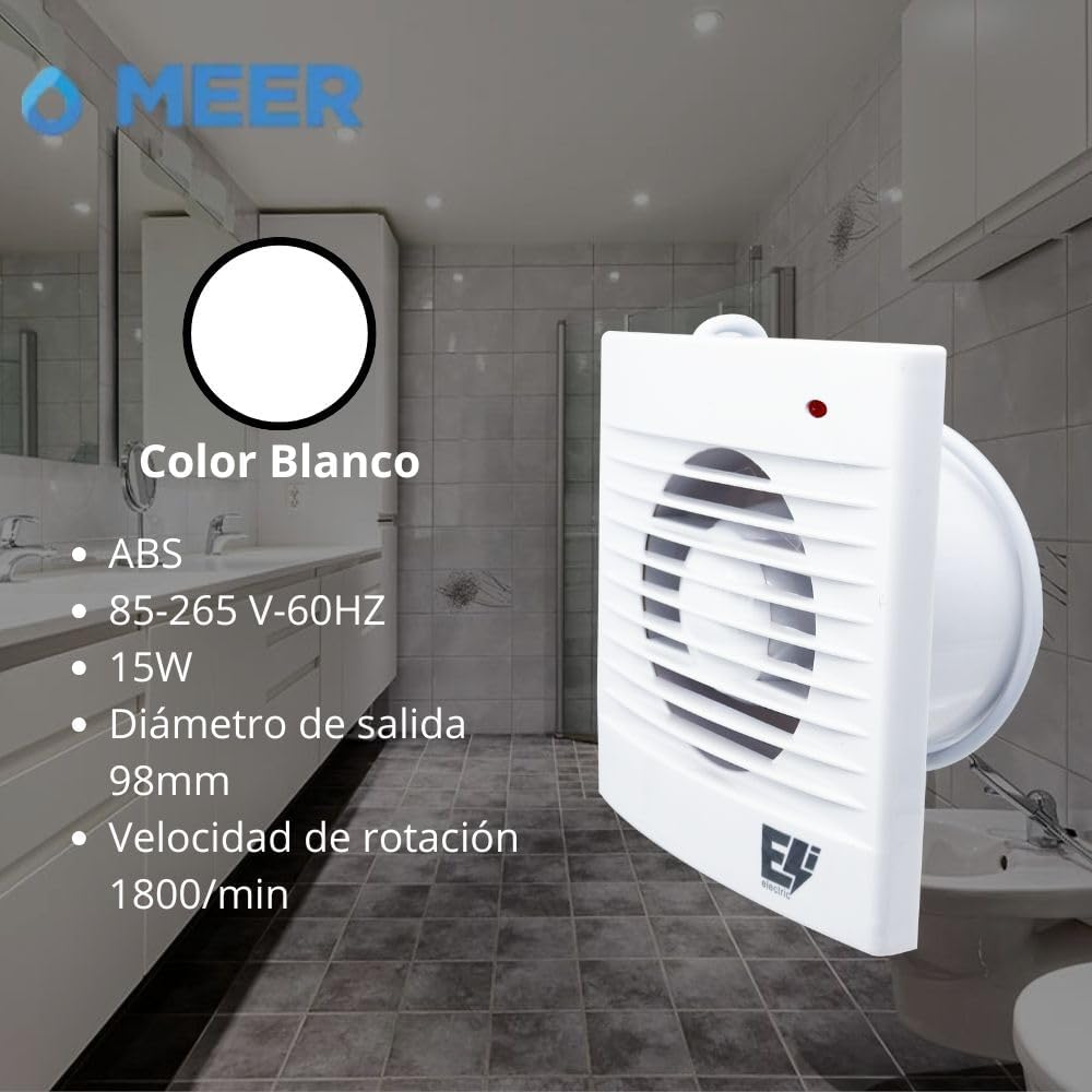 Extractor de Aire KATOA 4” x 4” – Silencioso, 15W, para Baño o Cocina, Montaje en Techo o Muro 3
