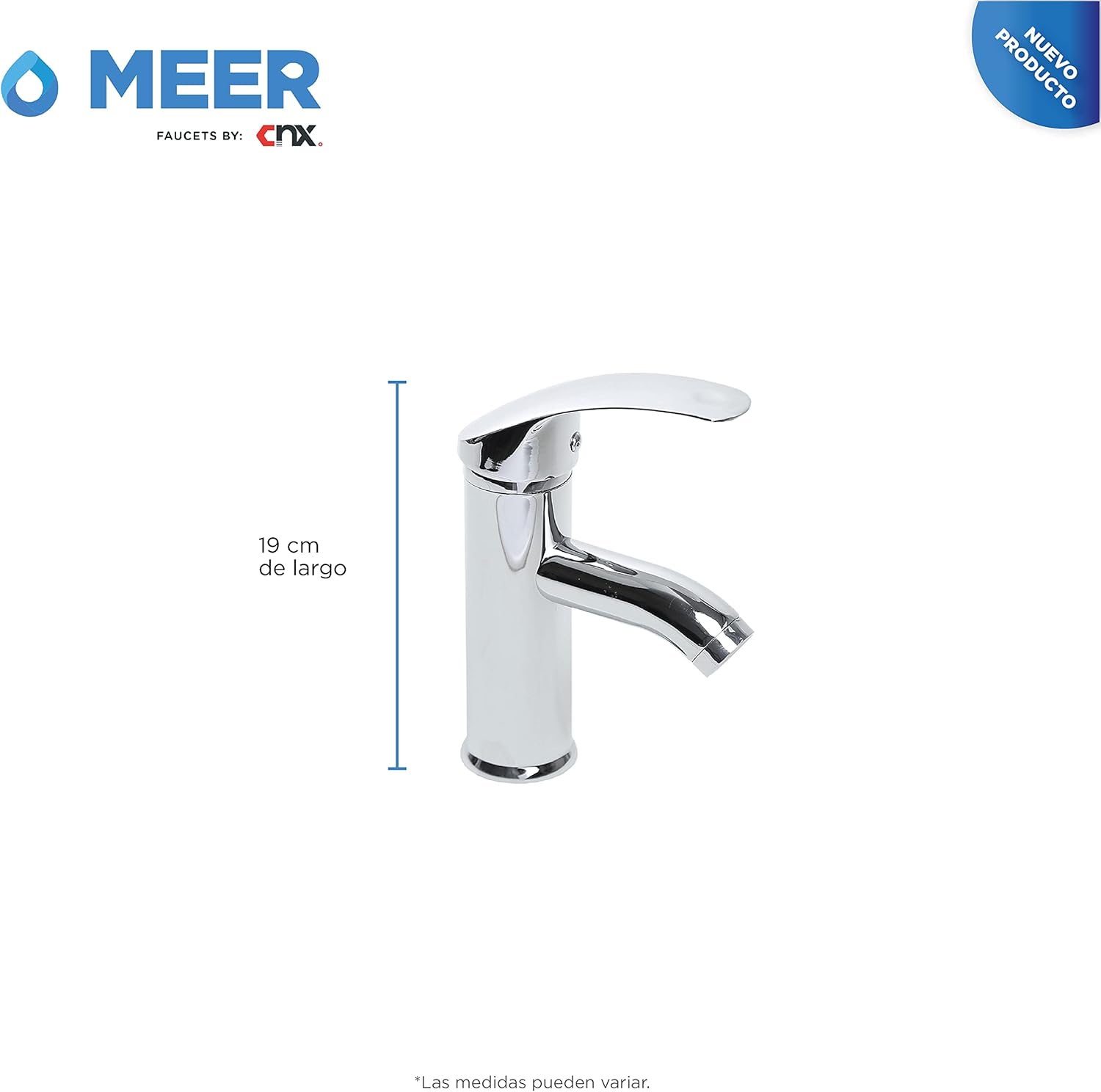 Mezcladora Monomando para Lavabo Cromada, Acero Inoxidable y Zinc, 18.5 cm de Altura, Incluye Mangueras y Fácil Instalación 4