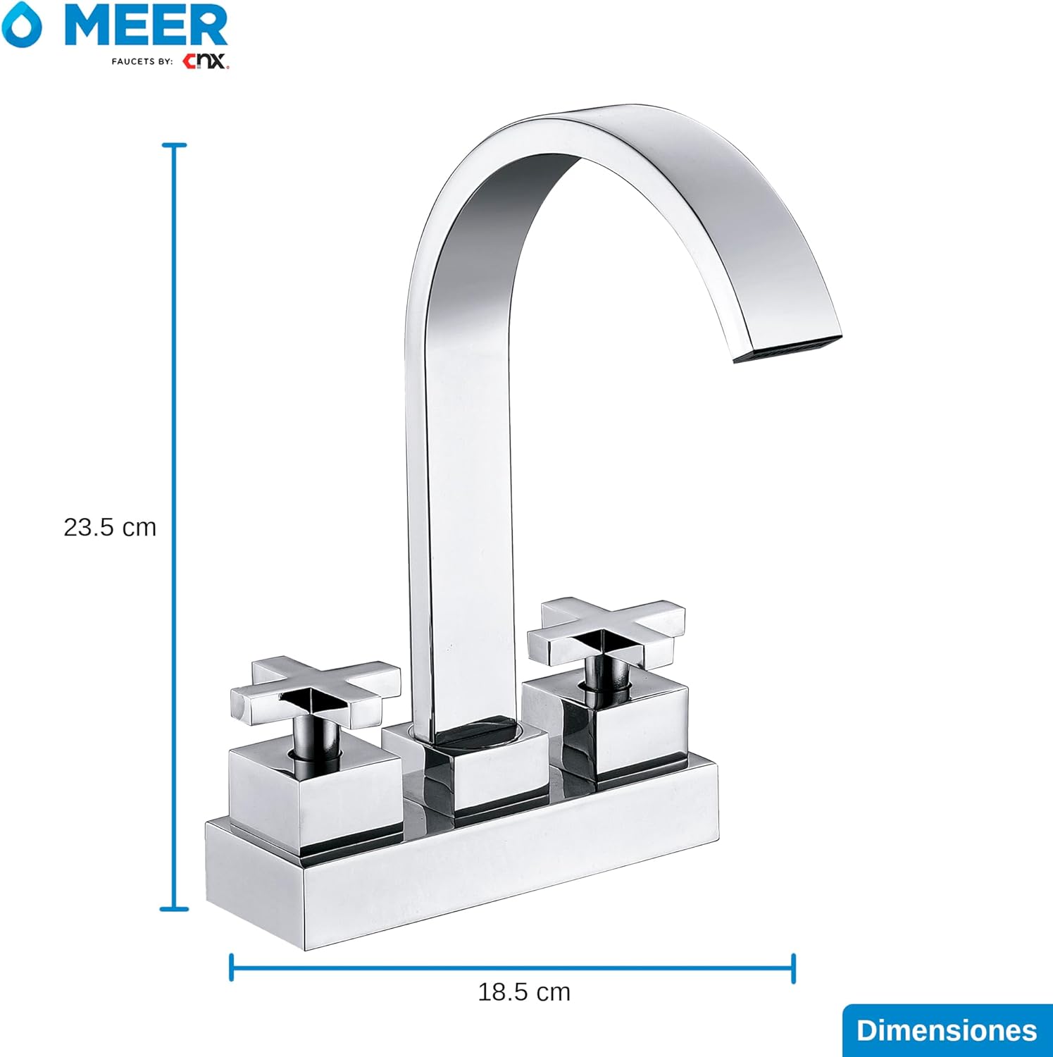 Mezcladora Cromada para Lavabo Fabricada en Acero Inoxidable, Zinc y Latón – Alta Durabilidad y Estilo Moderno 3