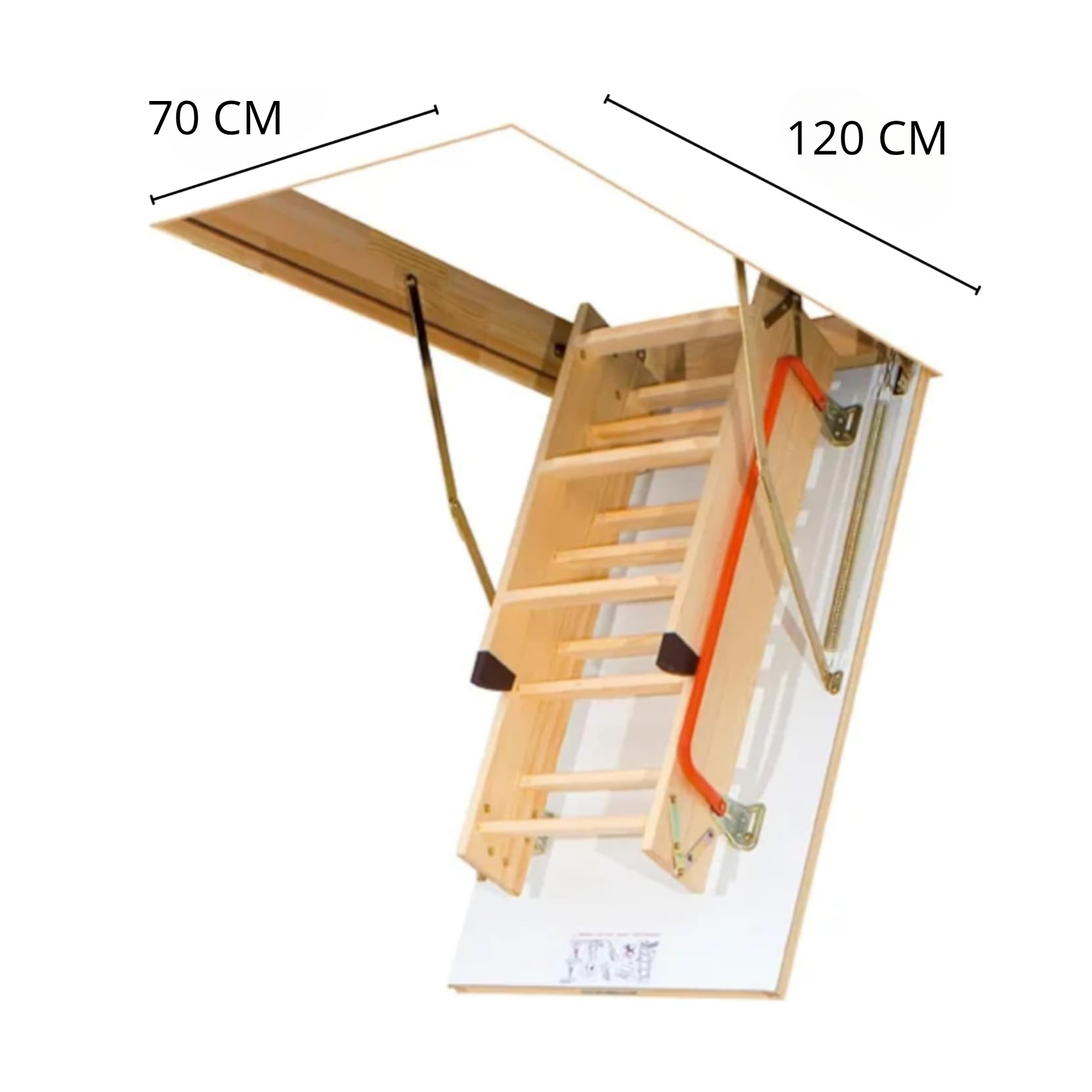 Escalera para Ático de 3 tramos para Hueco de 70x120cm y con Altura Máxima de 280cm 7