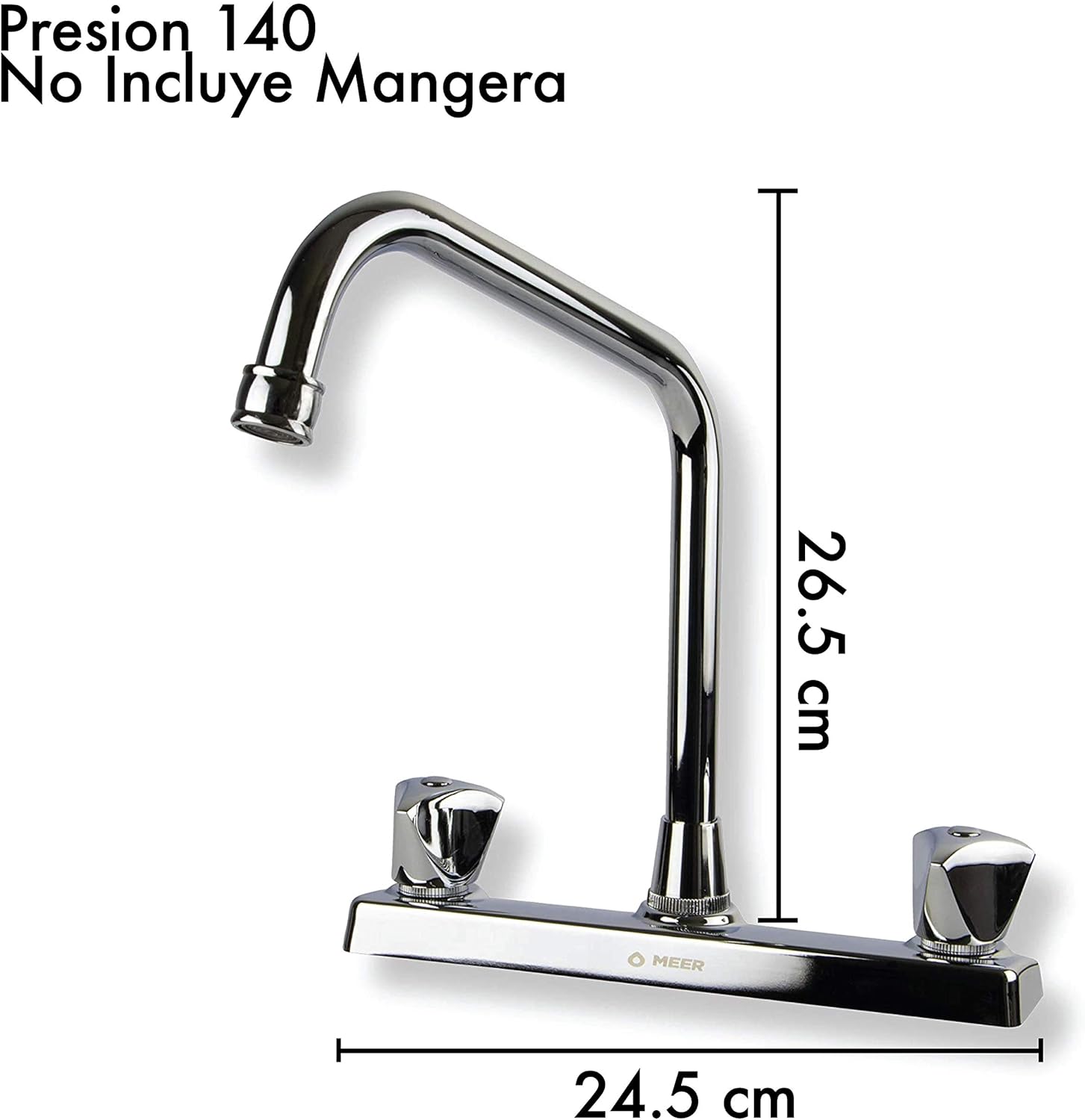 Mezcladora de Cocina con Cuello Rígido y Giro 360°, Fabricada en Acero Inoxidable y Latón, Instalación Rápida 3