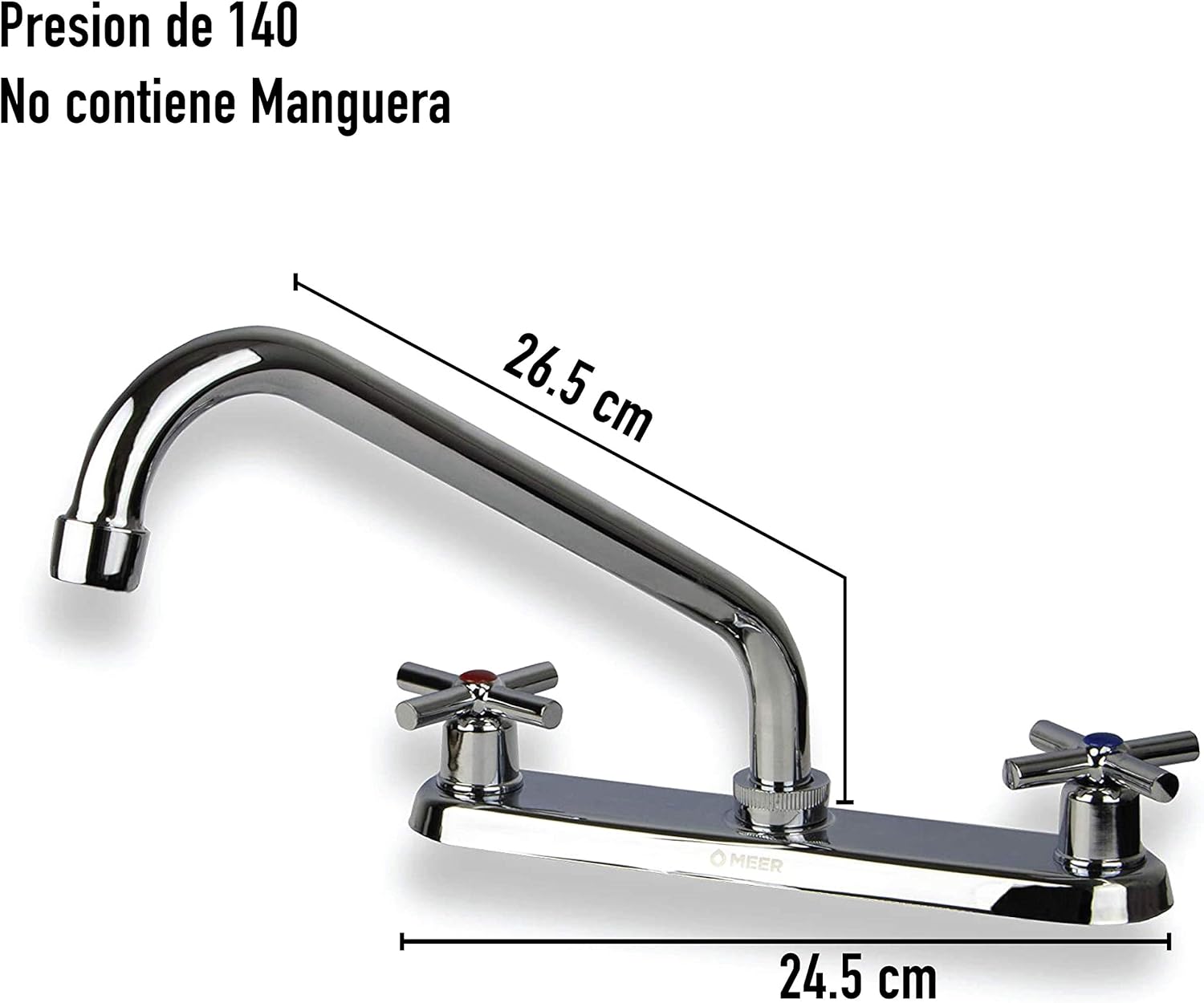 Mezcladora cromada para fregadero, Water Sense: Ahorradora de agua, fácil de instalar 3