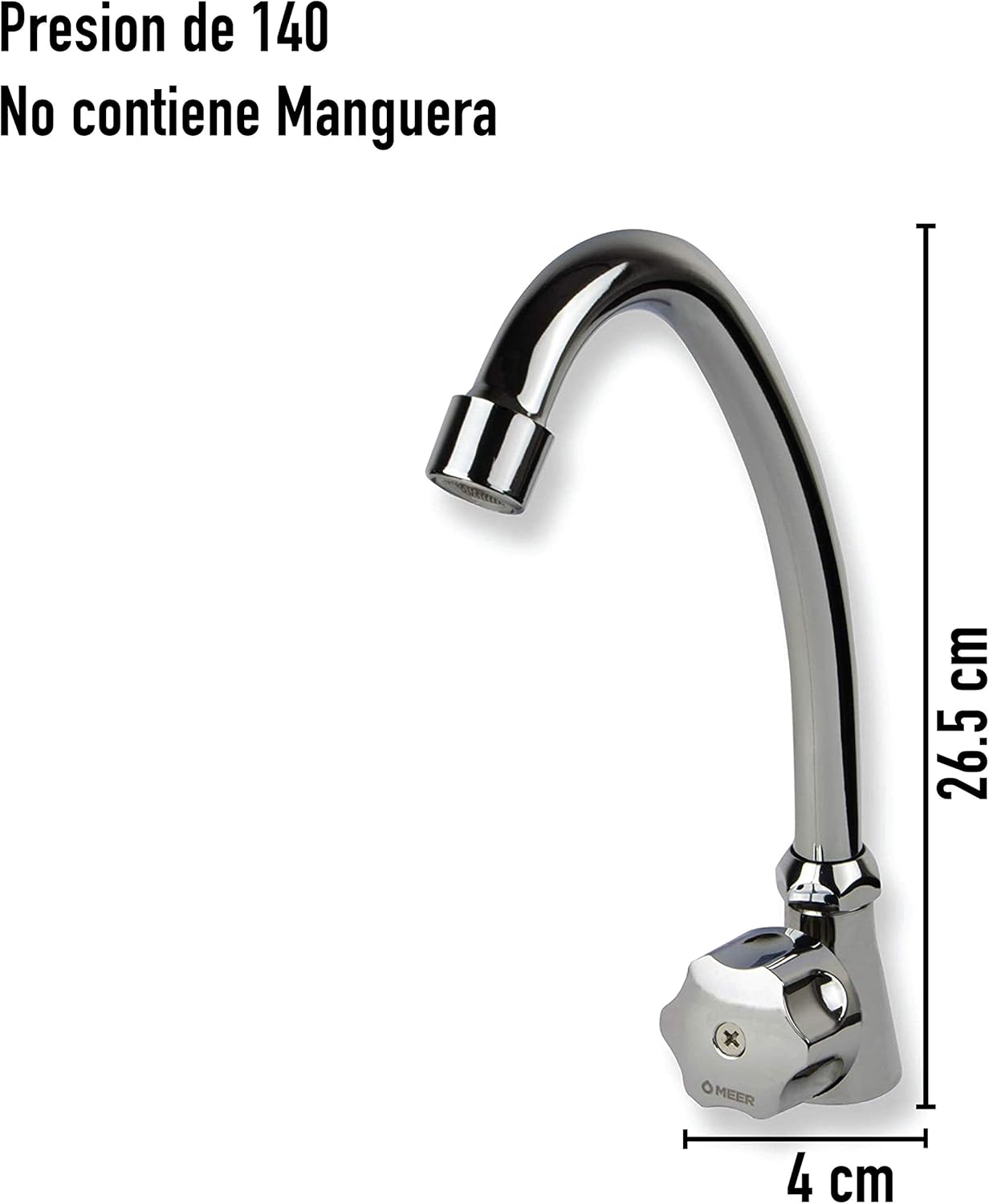 Llave con cuello rígido para Fregadero, Cromada, Llave para fregadero, llaves de agua, Resistente y Duradera 3